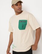  Tricou bej clasic din bumbac cu imprimeu și buzunar cu fermoar Aliccia
