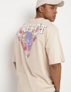  Tricou Bej de bumbac cu Mânecă Scurtă Decorat cu Imprimeuri Citara