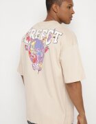  Tricou Bej de bumbac cu Mânecă Scurtă Decorat cu Imprimeuri Citara