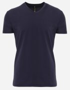  Tricou Bleumarin din Bumbac cu Decolteu în V Rionisse
