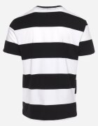  Tricou Casual Negru-Alb cu Mânecă Scurtă din Bumbac în Dungi Benneli