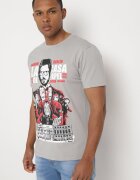  Tricou Clasic Gri din Bumbac cu Imprimeu Mare Gunelia