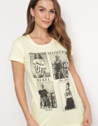  Tricou Galben Din Bumbac Cu Imprimeu și Sclipici Kruita