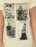  Tricou Galben Din Bumbac Cu Imprimeu și Sclipici Kruita