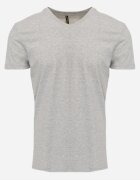  Tricou Gri deschis din Bumbac cu Decolteu în V Rionisse