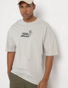  Tricou Gri din bumbac Oversize cu Imprimeu pe Față și Spate Mannesha