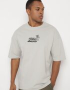  Tricou Gri din bumbac Oversize cu Imprimeu pe Față și Spate Mannesha