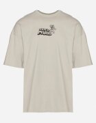  Tricou Gri din bumbac Oversize cu Imprimeu pe Față și Spate Mannesha