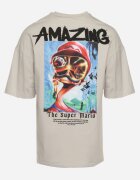  Tricou Gri din bumbac Oversize cu Imprimeu pe Față și Spate Mannesha