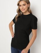  Tricou Negru de bumbac cu croi clasic Xloette