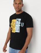  Tricou Negru de Bumbac cu Mânecă scurtă și Imprimeu decorativ Branessa
