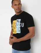  Tricou Negru de Bumbac cu Mânecă scurtă și Imprimeu decorativ Branessa