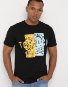  Tricou Negru de Bumbac cu Mânecă scurtă și Imprimeu decorativ Branessa