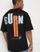  Tricou Negru De Bumbac cu Mânecă Scurtă și Imprimeuri Decorative pe Spate și pe Față Azariel