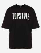  Tricou Negru De Bumbac cu Mânecă Scurtă și Imprimeuri Decorative pe Spate și pe Față Azariel