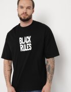  Tricou Negru din bumbac cu Imprimeu pe Ambele Părți Daven