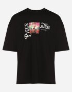  Tricou Negru din Bumbac Decorat cu Aplicații Ranessa