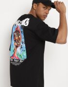  Tricou Negru Oversize din Bumbac cu Imprimeu în Față și pe Spate Mannesha