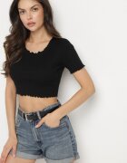  Tricou Negru Striat din bumbac Adlesa