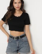  Tricou Negru Striat din bumbac Adlesa