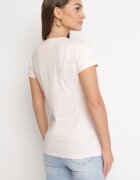  Tricou roz deschis din bumbac cu imprimeu dreptunghiular și sclipici Silpa