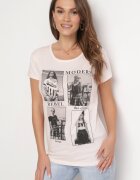  Tricou roz deschis din bumbac cu imprimeu și sclipici Kruita