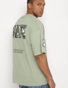  Tricou Verde Deschis din Bumbac cu Imprimeu Decorativ Sanestia