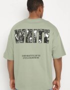  Tricou Verde Deschis din Bumbac cu Imprimeu Decorativ Sanestia