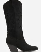 tulipano Cizme Negre Cowboy cu toc conic cu carâmb ajurat Tidanna