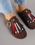 tulipano Papuci Mule Maro în stil Boho cu franjuri decorativi Varre