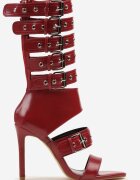 tulipano Sandale Botine Roșii cu toc stiletto cu curele decorative cu catarame Idavella