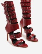 tulipano Sandale Botine Roșii cu toc stiletto cu curele decorative cu catarame Idavella