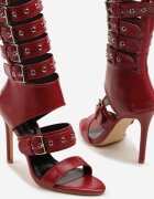 tulipano Sandale Botine Roșii cu toc stiletto cu curele decorative cu catarame Idavella