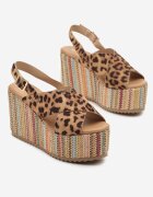 tulipano Sandale Leopard pe Pană Împletită Meranissa
