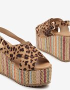 tulipano Sandale Leopard pe Pană Împletită Meranissa