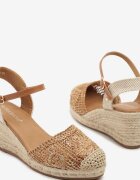 tulipano Sandale Maro Decupate Stil Boho cu Talpă Pană cu Împletitură Tenalisea