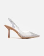 tulipano Sandale Maro Transparente cu spatele deschis decorate cu zirconii Galineas