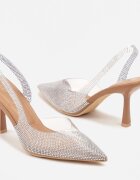 tulipano Sandale Maro Transparente cu spatele deschis decorate cu zirconii Galineas