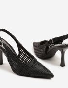 tulipano Sandale Negre cu toc cui Fără călcâi cu baretă împletită Merovaria
