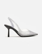 tulipano Sandale Negre Transparente cu spatele deschis decorate cu Zirconii Galineas