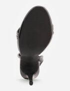 tulipano Sandale stiletto Negre Decorate cu Zirconii și Benzi Transparente Vikialie