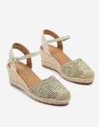 tulipano Sandale Verzi Ajurate în stil Boho cu pană din împletitură Tenalisea