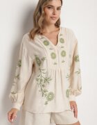 unigirl Bluză Bej cu Vâscoză Decorată cu Broderie Novarella