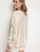 unigirl Bluză Bej cu Vâscoză Decorată cu Broderie Novarella