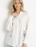 unigirl Cămașă Albă din Viscoză cu Croială Clasică Decorată cu Broderie Korilene