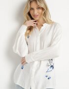unigirl Cămașă Albă din Viscoză cu Croială Clasică Decorată cu Broderie Korilene