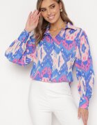 unigirl Cămașă albastră cu Mâneci Bufante cu Model Etno Ithilwen