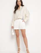 unigirl Cămașă Bej din Viscoză cu Croială Clasică Decorată cu Broderie Korilene