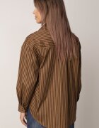 unigirl Cămașă din bumbac cu dungi verticale și clape din imitație de piele Pilean Maro