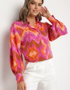 unigirl Cămașă Fucsia cu Mâneci Bufante cu Model Etnic Ithilwen
